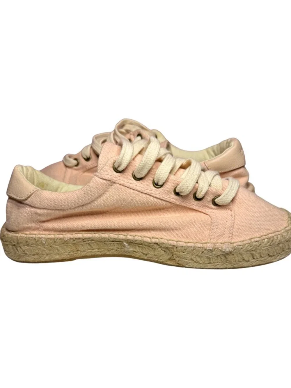 Soludos Espadrille Casual Classic Sneakers Pink Linen Jute Size 8.5
